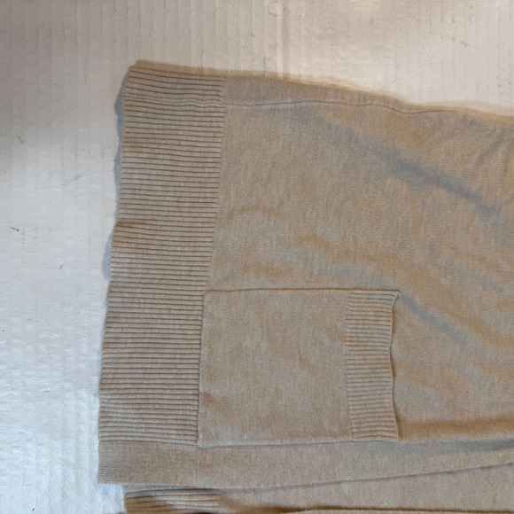 Sioni Womens Cardigan sz M Open Front Pockets Beige Scarf Styling Options light - Picture 14 of 16